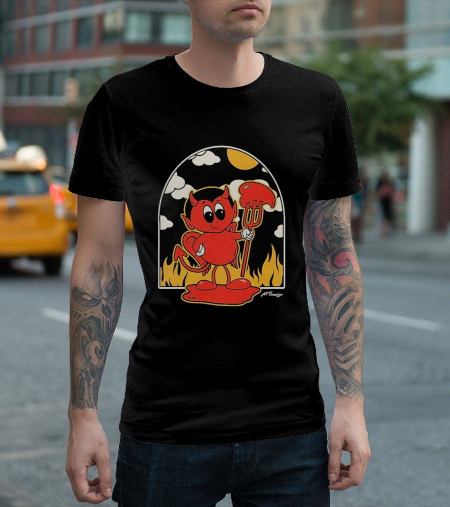 All Time Low Modern Love Cartoon Devil Flames Sun Clouds T-Shirt