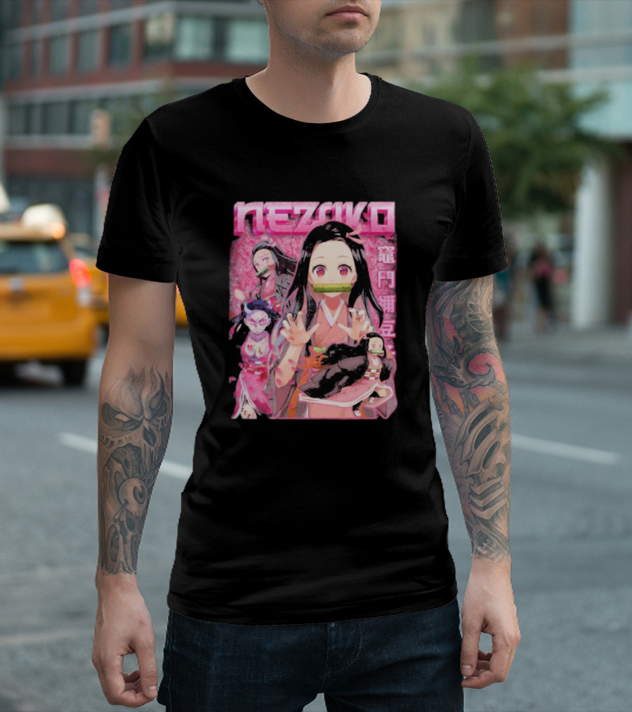 Nezuko Kamado Pink Anime Character T-Shirt