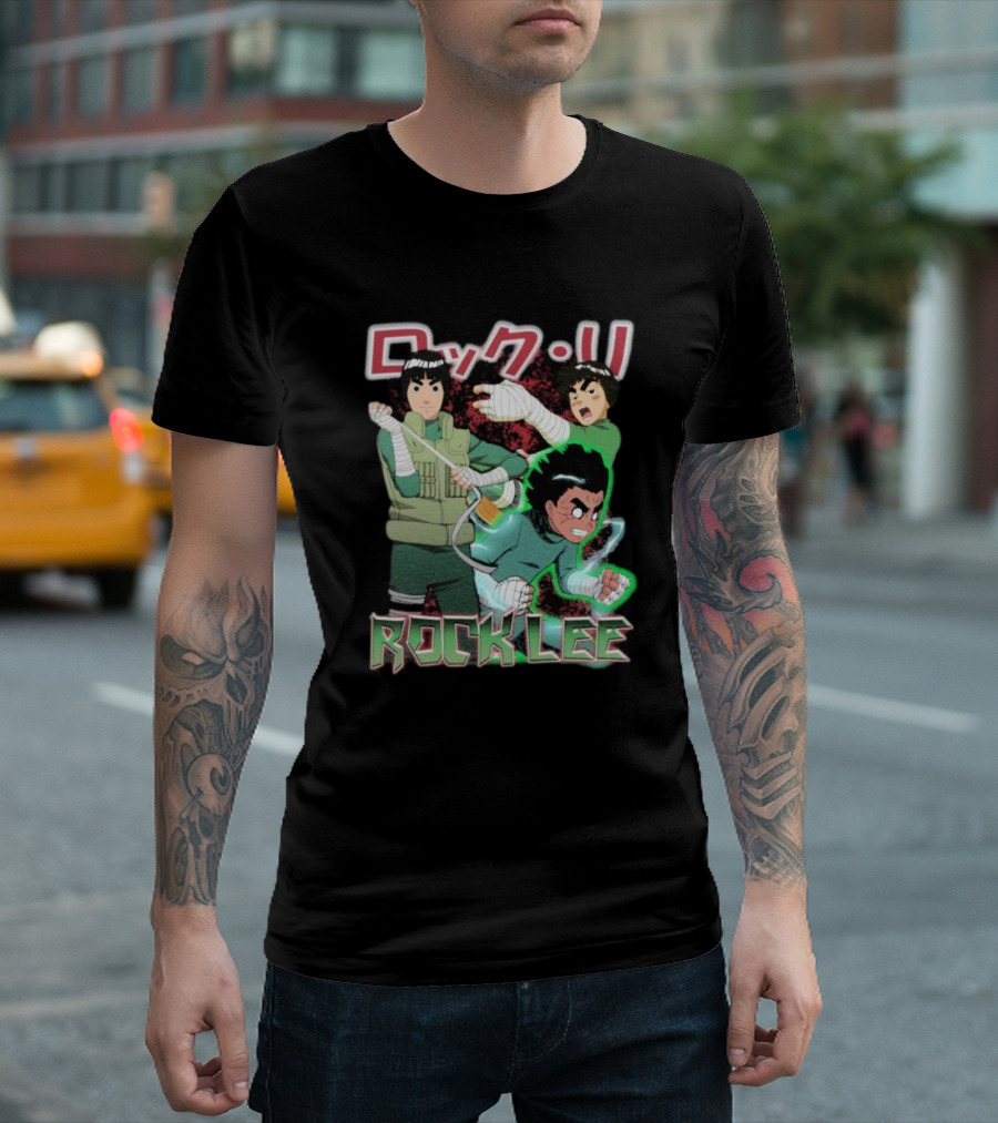 Rock Lee Dynamic Ninja Japanese Text T-Shirt