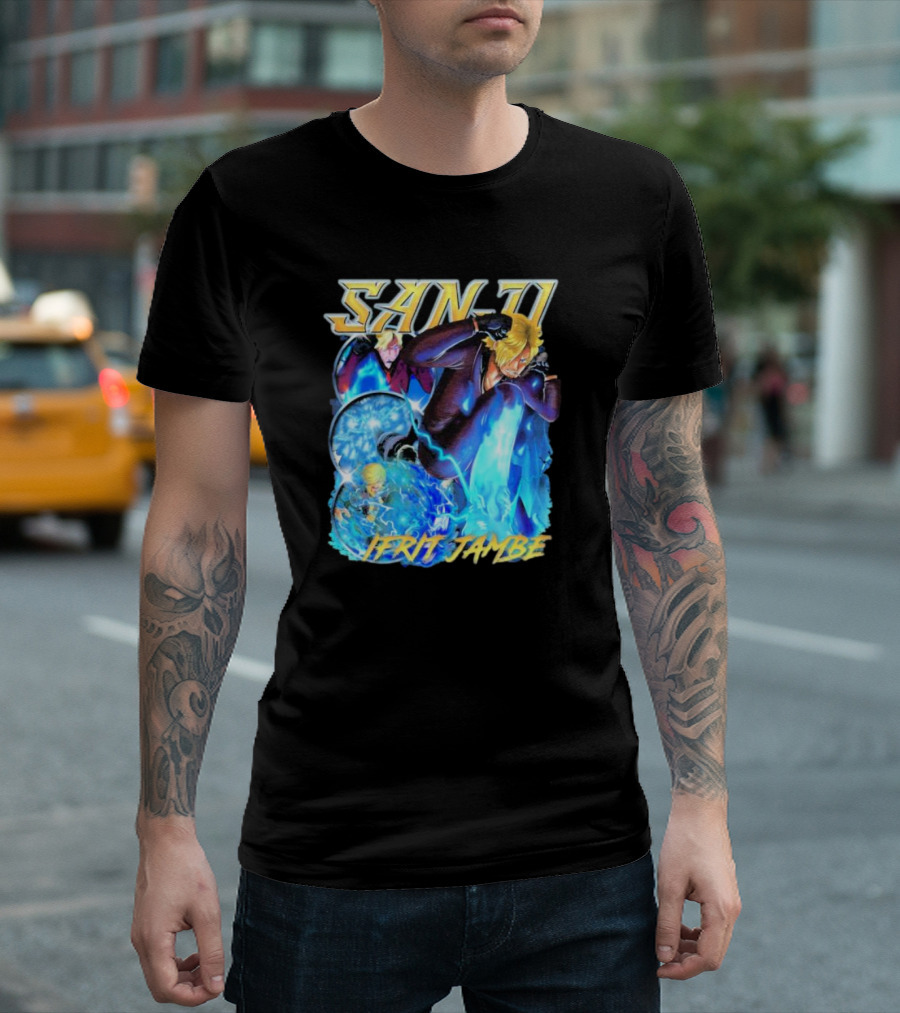 Sanji Ifrit Jambe Fiery Battle Stance Anime T-Shirt