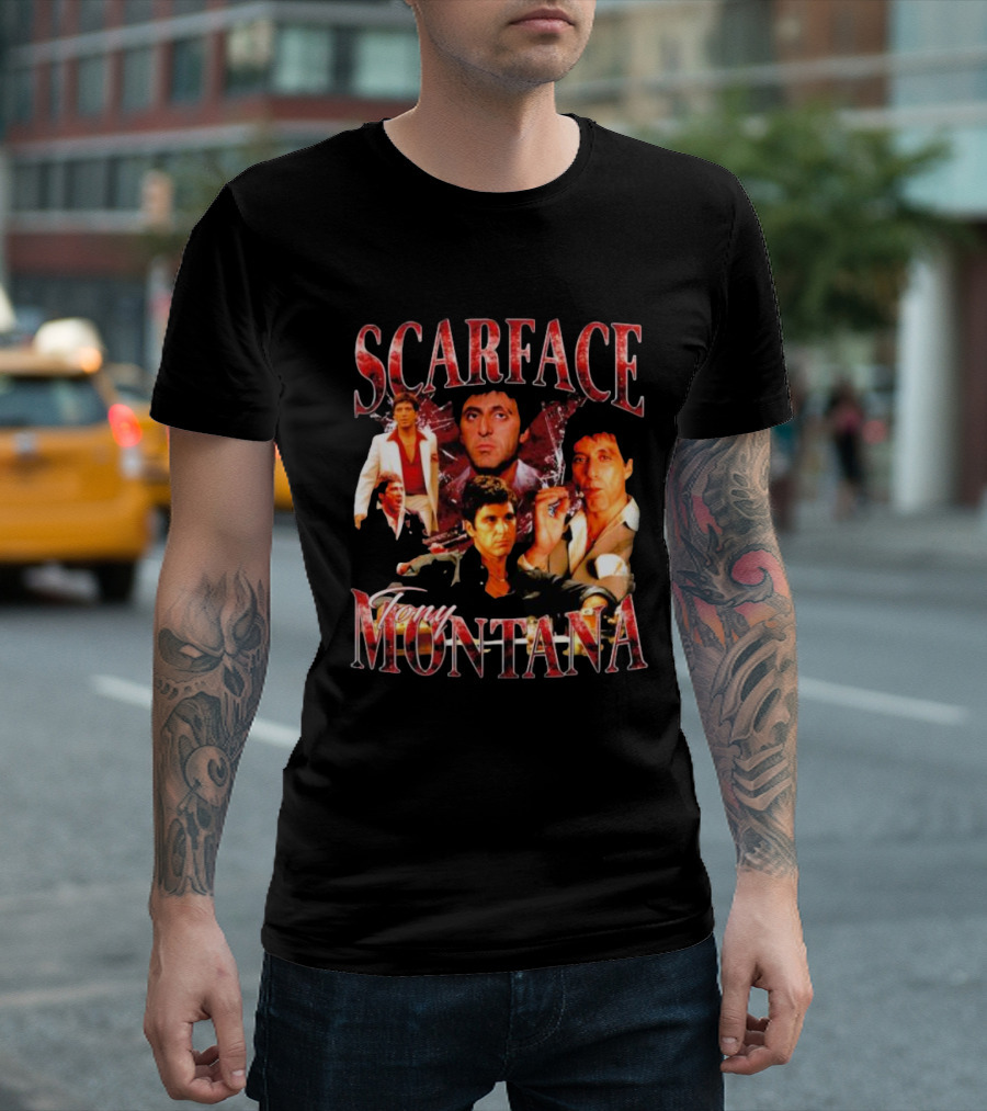Scarface Tony Montana Film Collage Iconic Scenes T-Shirt