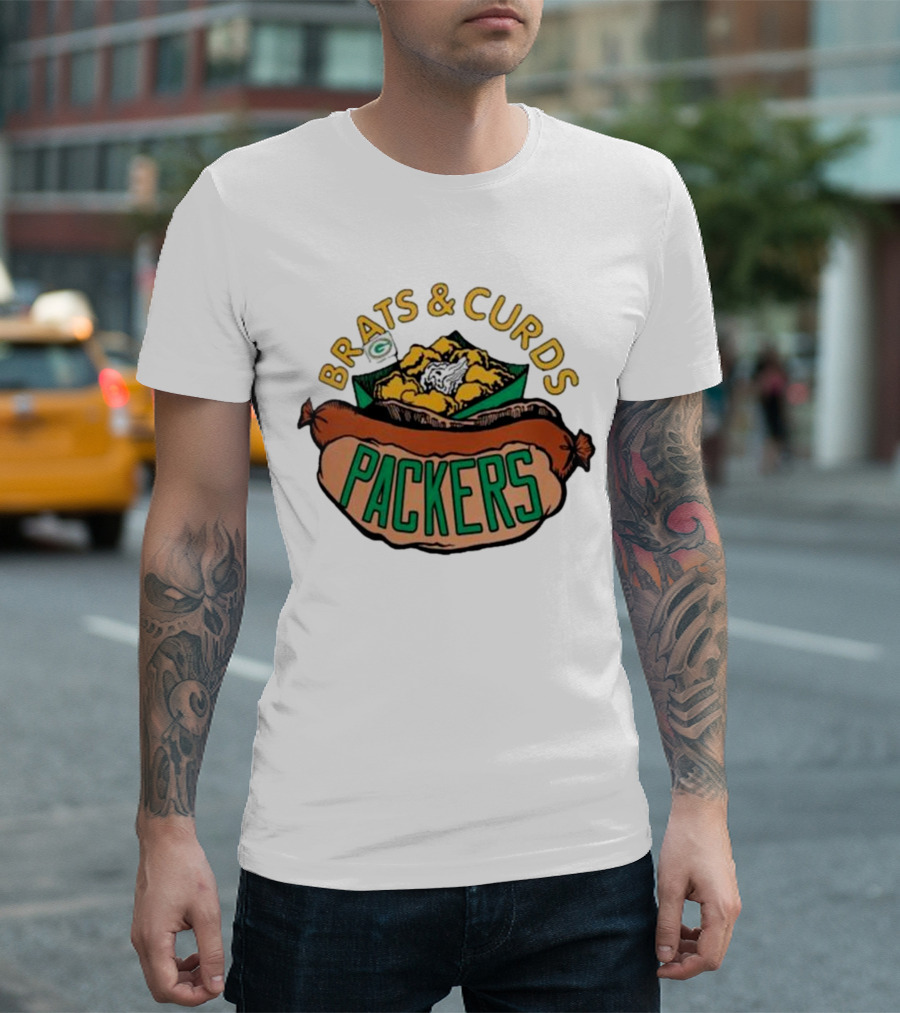 Brats and Curds Packers Sausage and Cheese T-Shirt