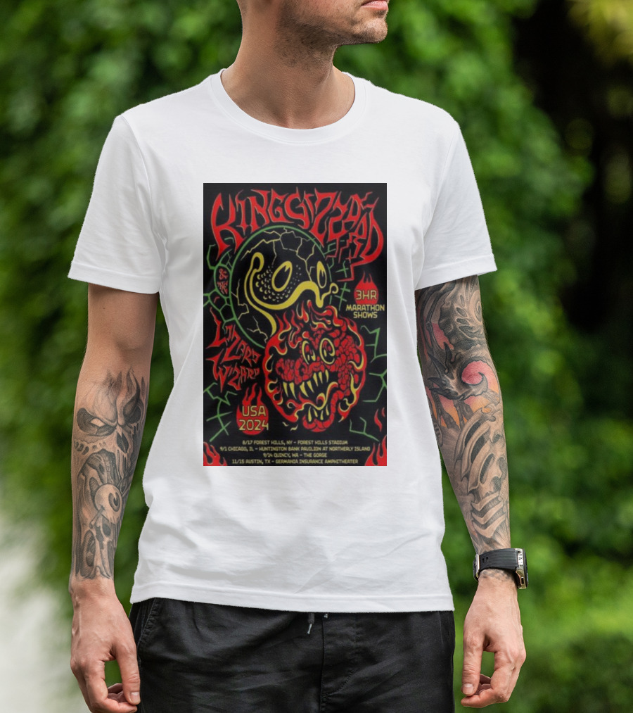 King Gizzard And The Lizard Wizard 3HR Marathon Shows USA 2024 Forest Hills Chicago Austin Tour Dates T-Shirt
