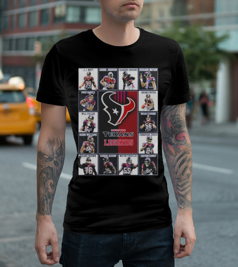 Houston Texans J.J. Watt Andre Johnson DeAndre Hopkins Deshaun Watson Arian Foster Legends T-Shirt