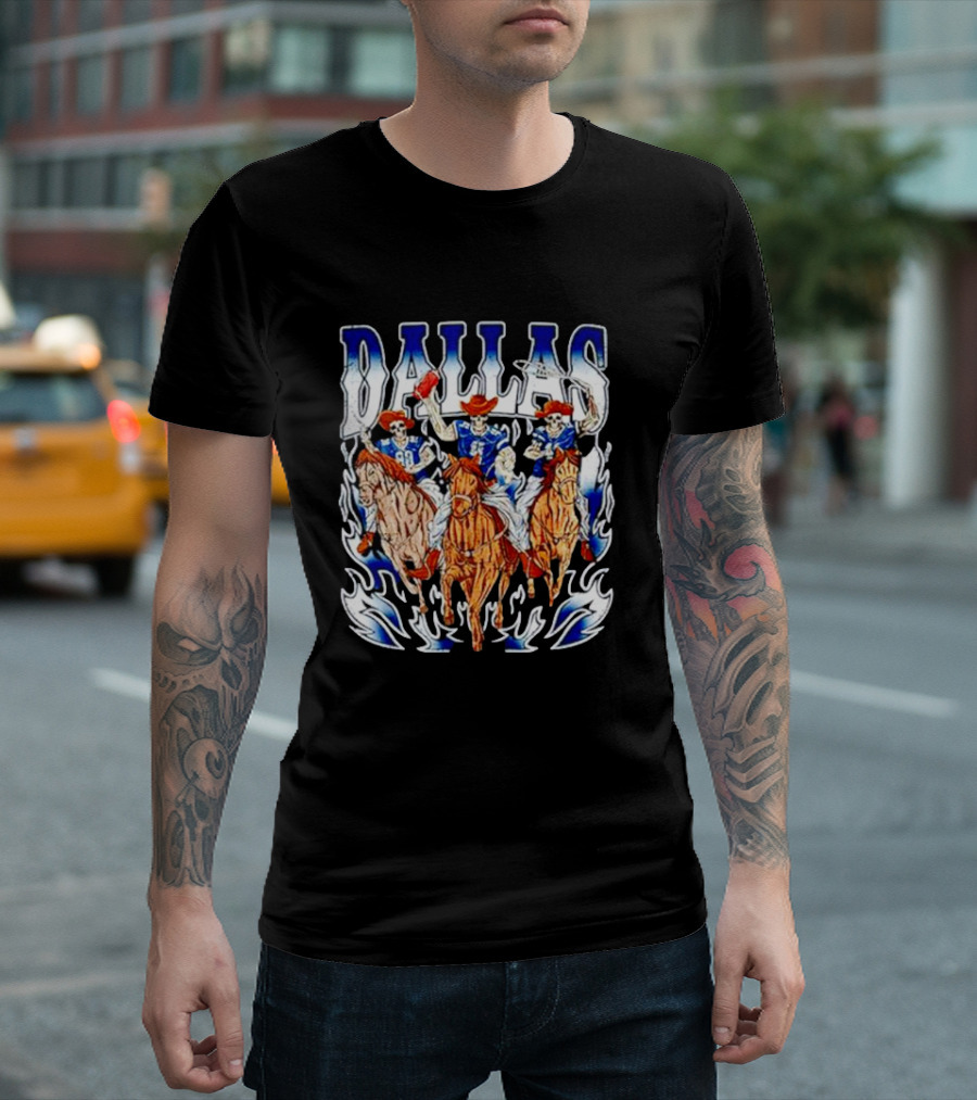 Dallas Cowboys Skeleton Horseback Riders Halloween T-Shirt