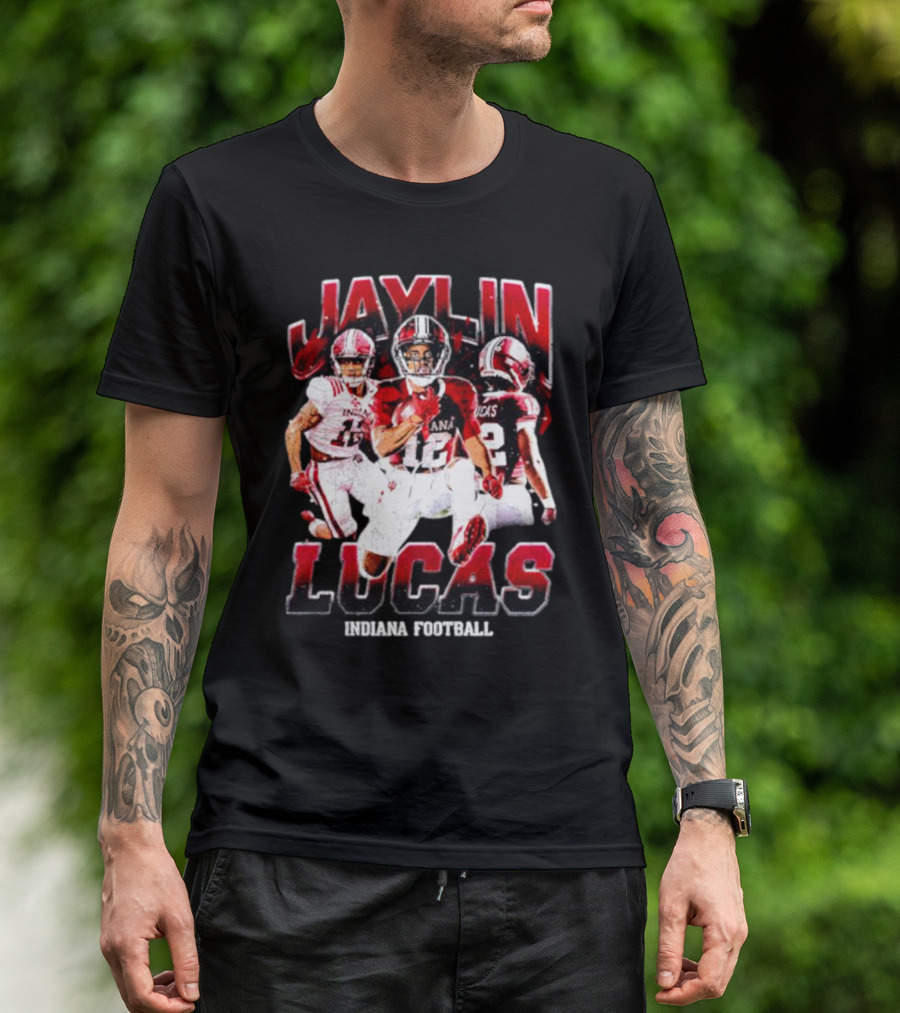Jaylin Lucas Indiana Football Athlete Action Collage T-Shirt