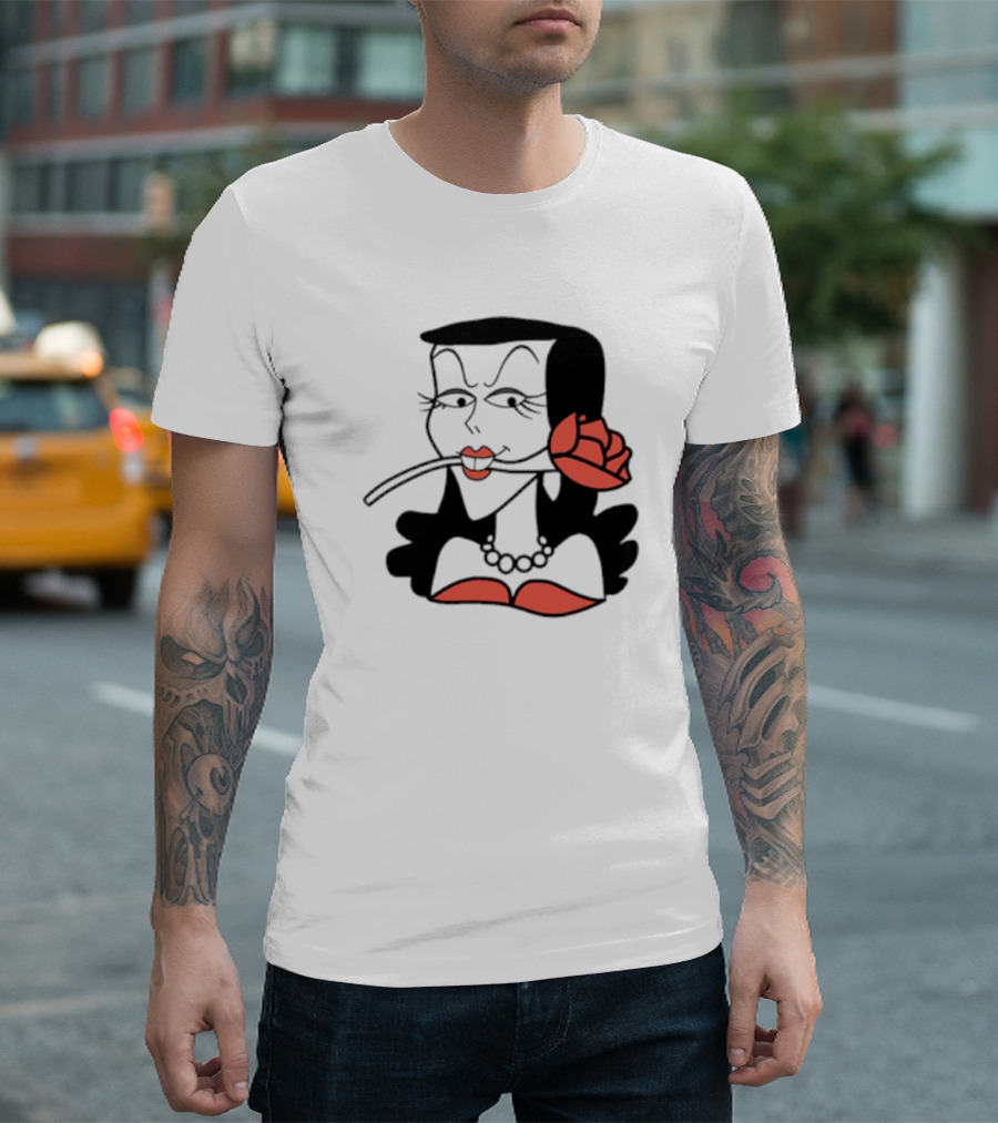 Kurt Cobain Natasha Fatale Iconic Cartoon Fusion ретро Шик меховый шарф розы T-Shirt