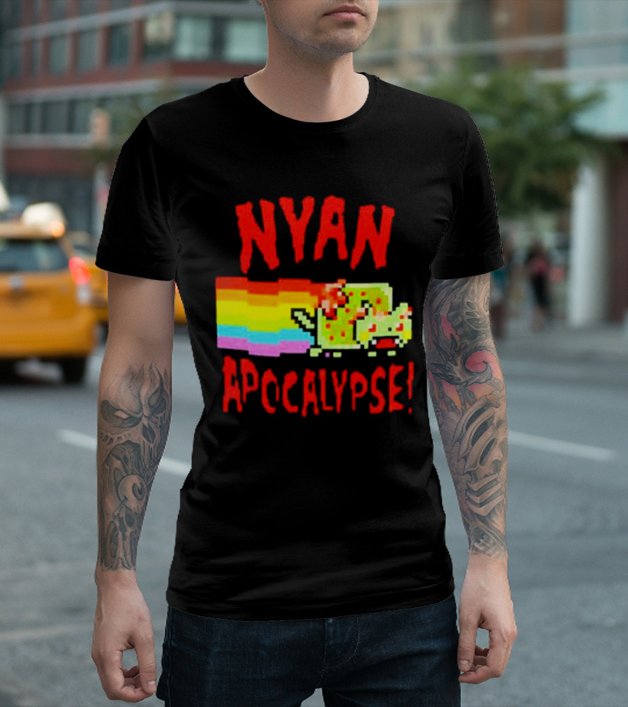Nyan Cat Apocalypse Rainbow Explosion Iconic Meme T-Shirt