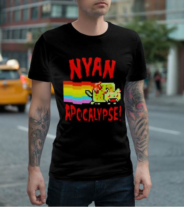 Nyan Cat Apocalypse Rainbow Explosion Iconic Meme T-Shirt