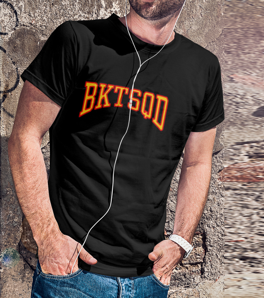 Bucketsquad Bktsqd Arched Red Yellow Bold Block Letters T-Shirt