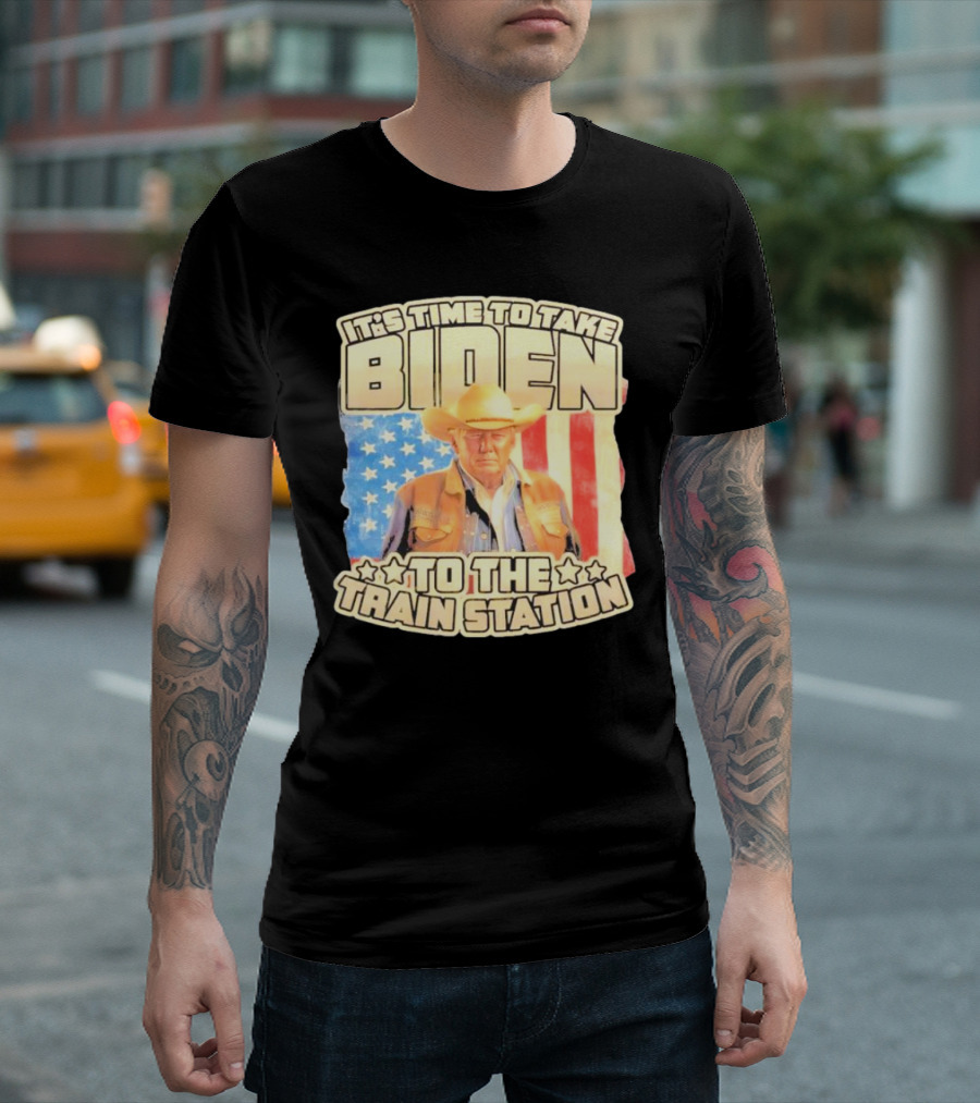 It's Time To Take Biden To The Train Station Patriotic Western T-Shirt