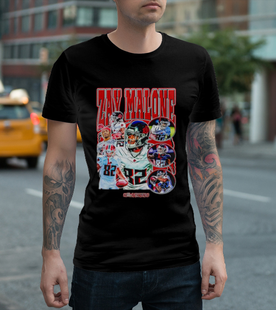 Zay Malone 82 Atlanta Falcons NSNThreads Vintage T-Shirt