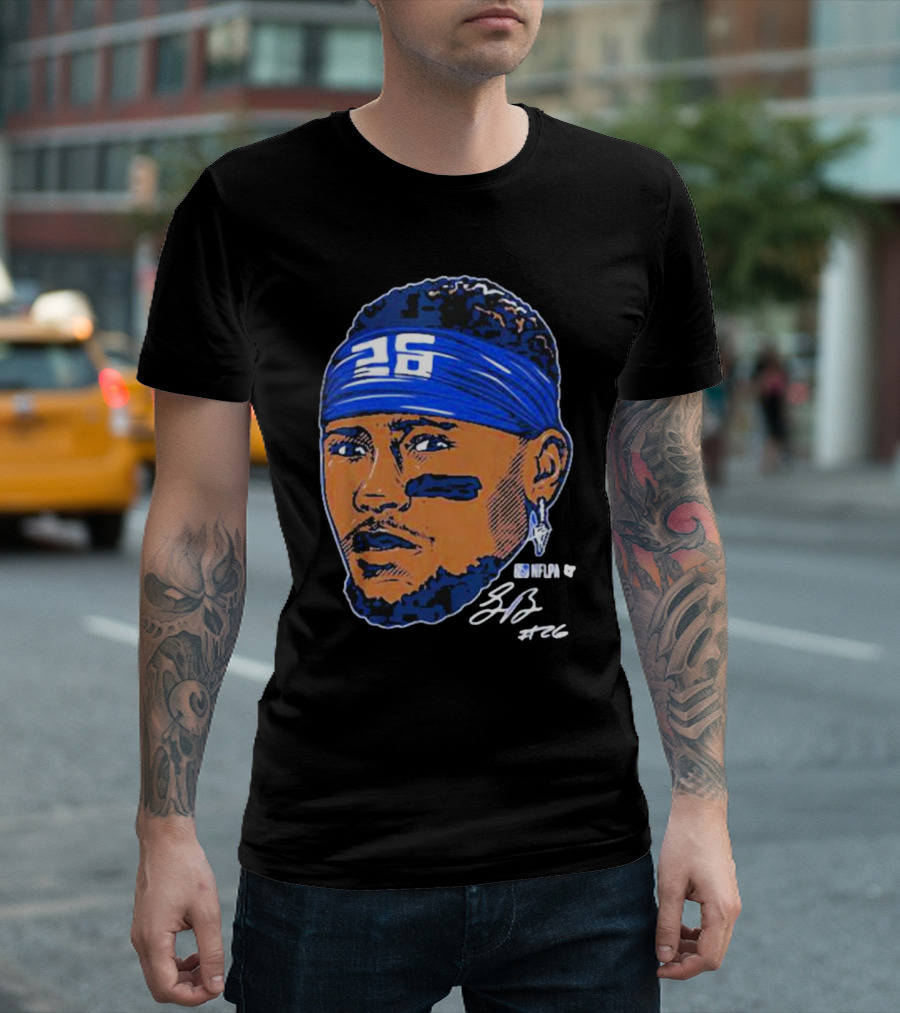 Saquon Barkley 26 NFLPA Swag Head Signature T-Shirt