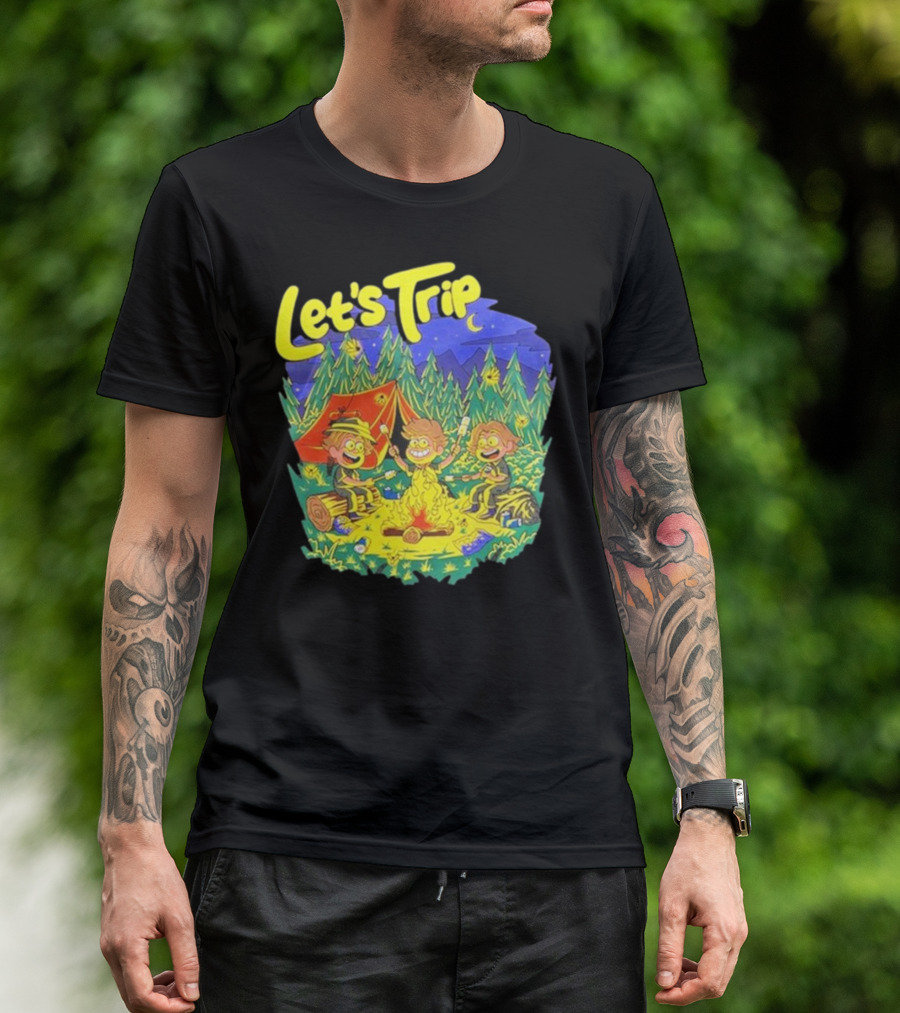 Let's Trip Campfire Adventure Sturnioloclothing Forest Night Camping T-Shirt