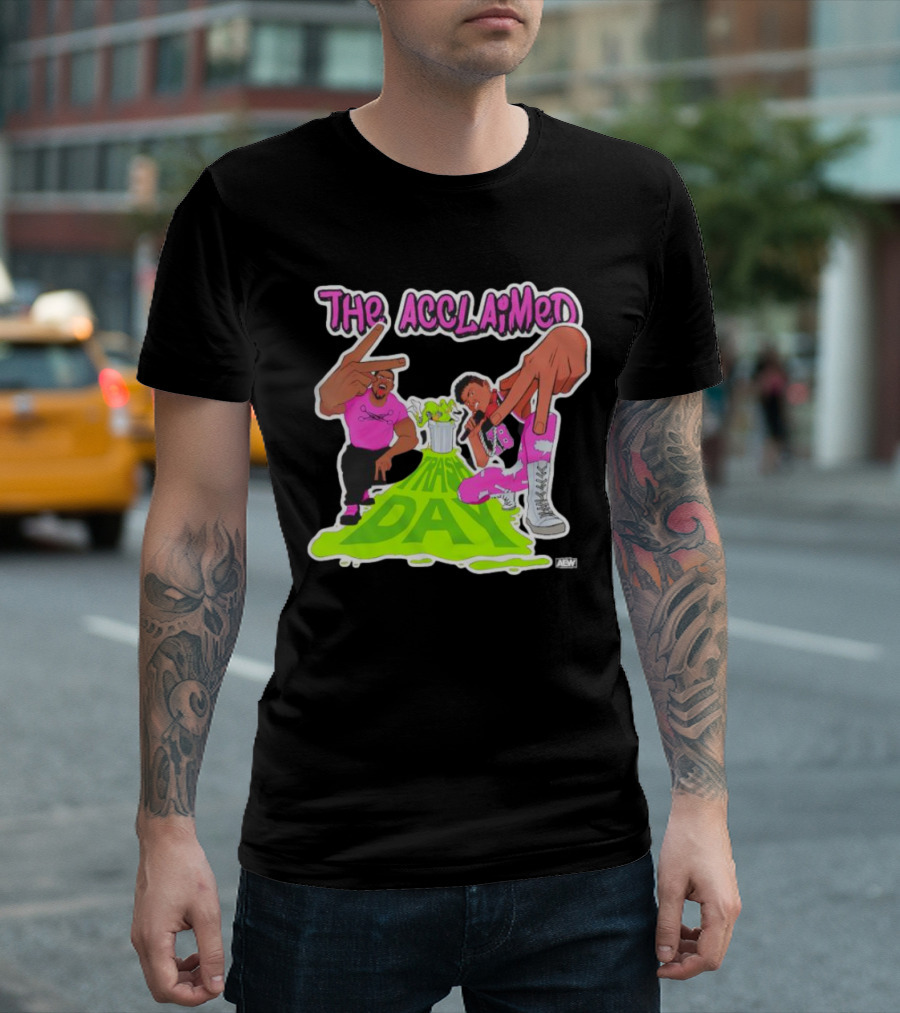 The Acclaimed Trash Day All Elite Wrestling Graphic With Character Poses And AEW T-Shirt