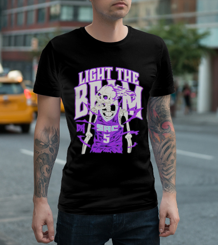Light The Beam Skeleton SAC 5 Kings Drip Heads T-Shirt