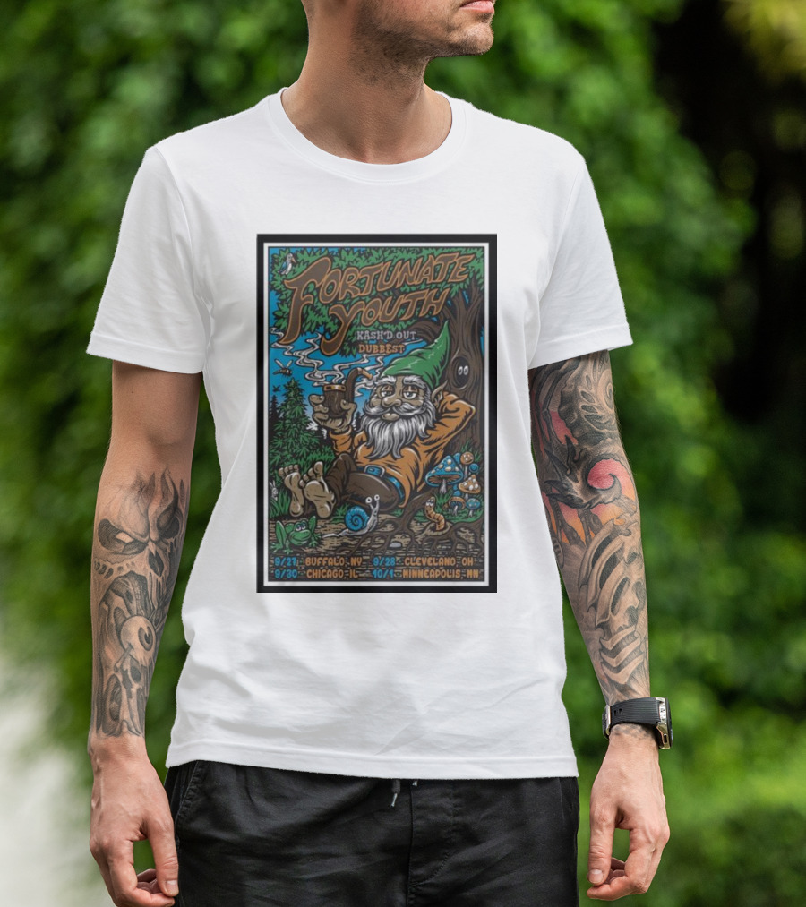 Fortunate Youth Kash'd Out Dubbest Cleveland 9/28 Buffalo Chicago Minneapolis Tour Dates T-Shirt