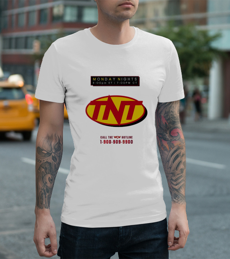 Monday Nights TNT 8:00pm ET 7:00pm CT Call The WCW Hotline 1-900-909-9900 T-Shirt