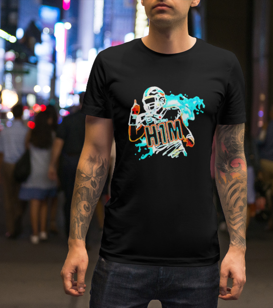 Miami Dolphins H1M Paint Football Player Splash T-Shirt