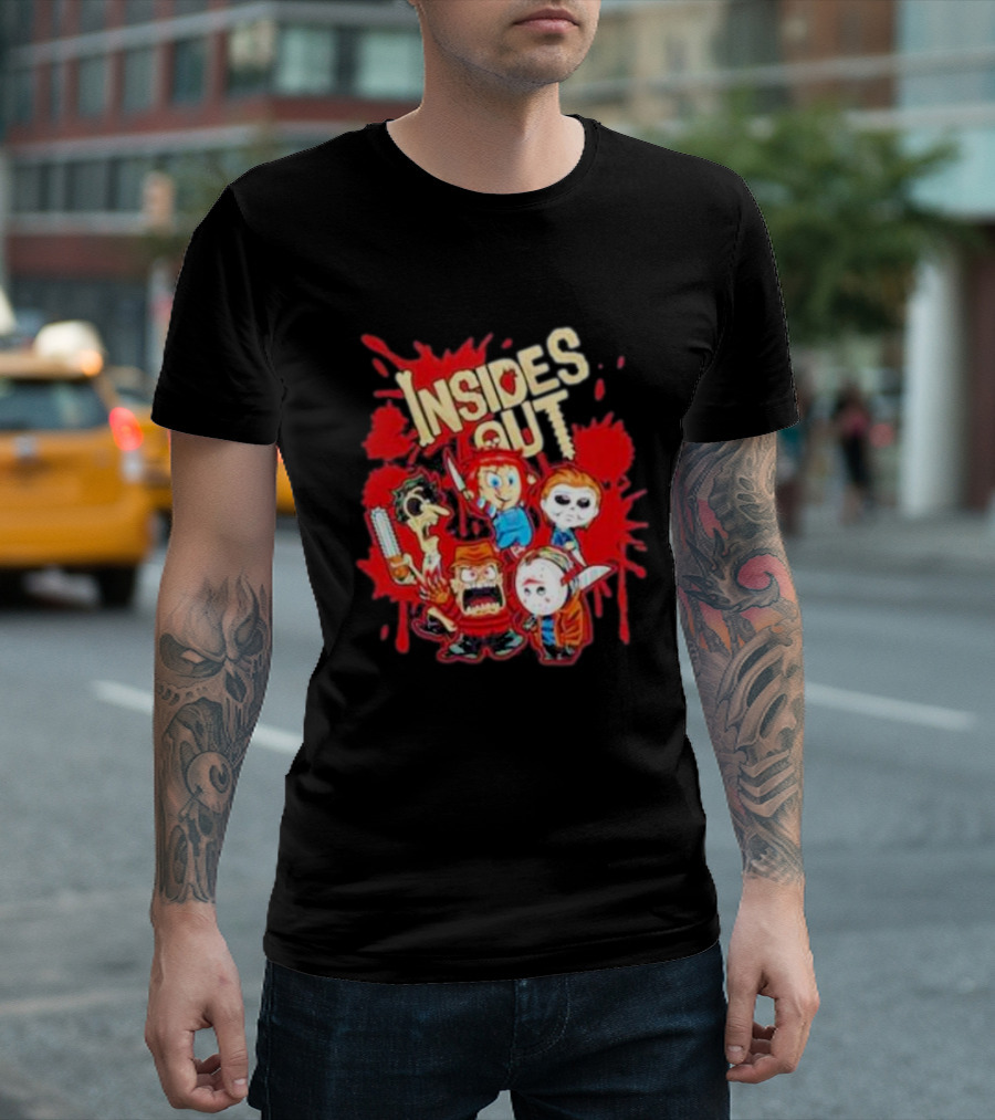 Insides Out Chibi Horror Movie Characters Bloody Halloween T-Shirt