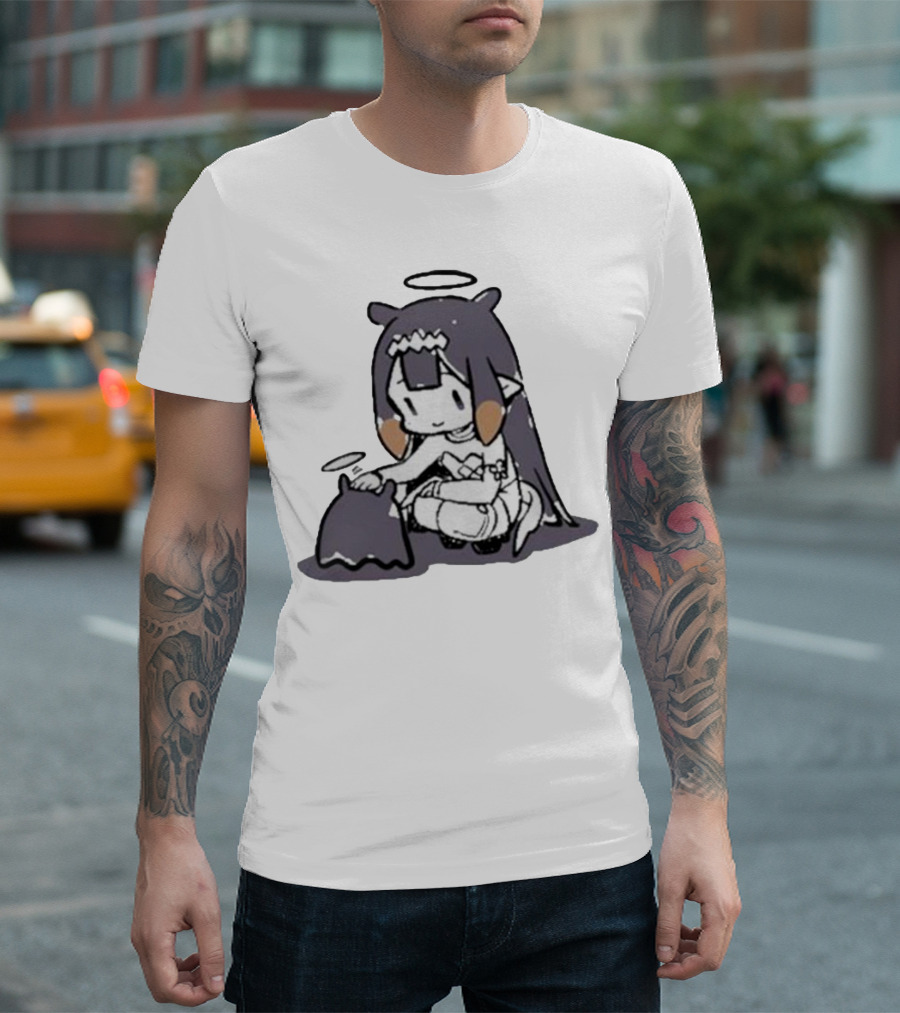 Hololive Ninomae Inanis Tako Fan Art Cute Anime Character Interaction T-Shirt