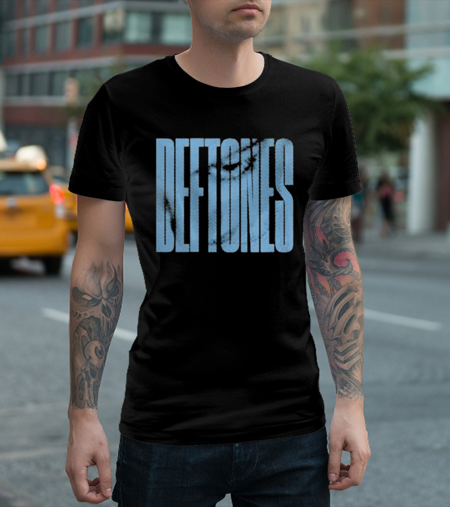 Deftones Around The Fur Blue Halftone Text T-Shirt