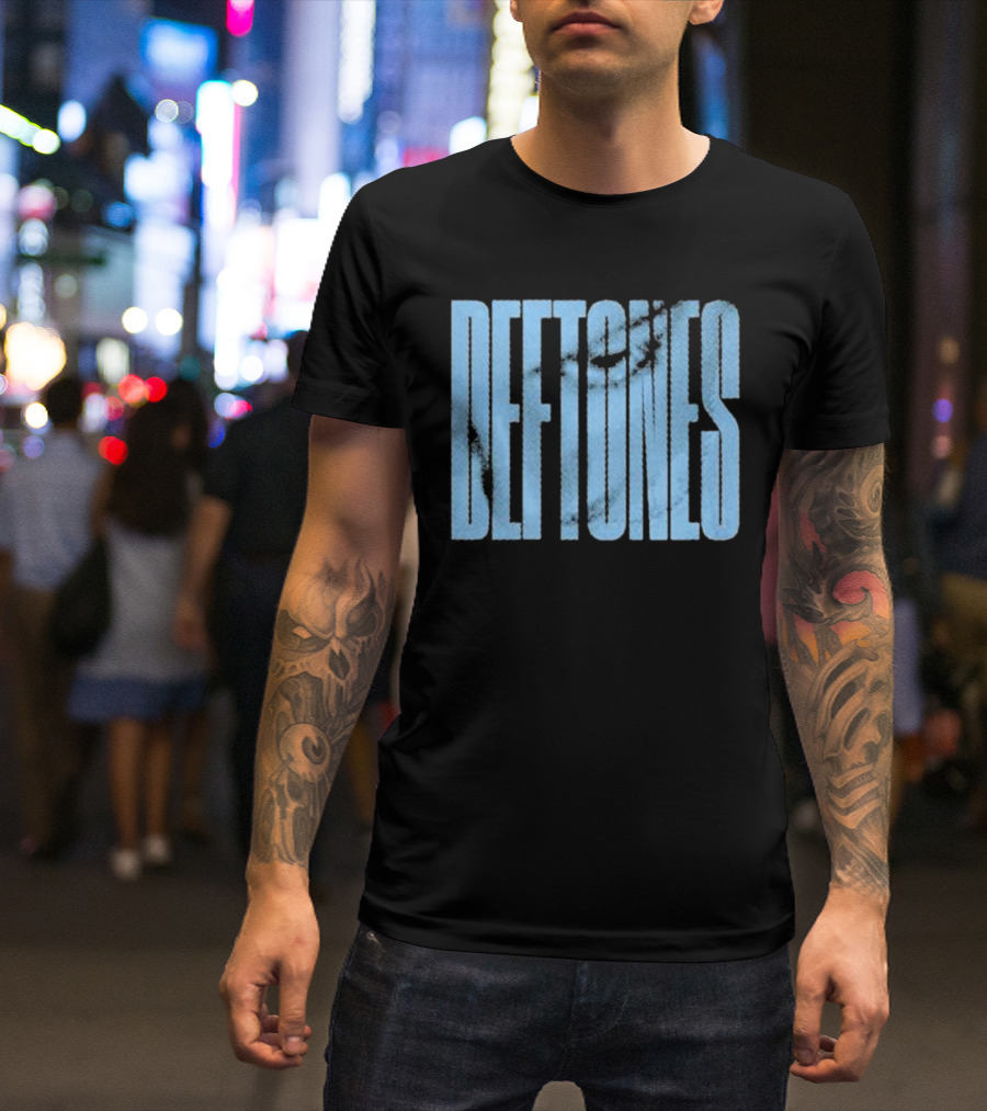 Deftones Around The Fur Blue Halftone Text T-Shirt