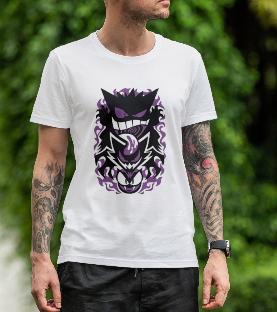 Versiris Haunted Gengar Gastly Ghastly Purple Flames T-Shirt