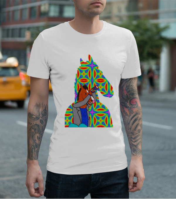 Psychedelic Bojack Horseman Silhouette With Colorful T-Shirt