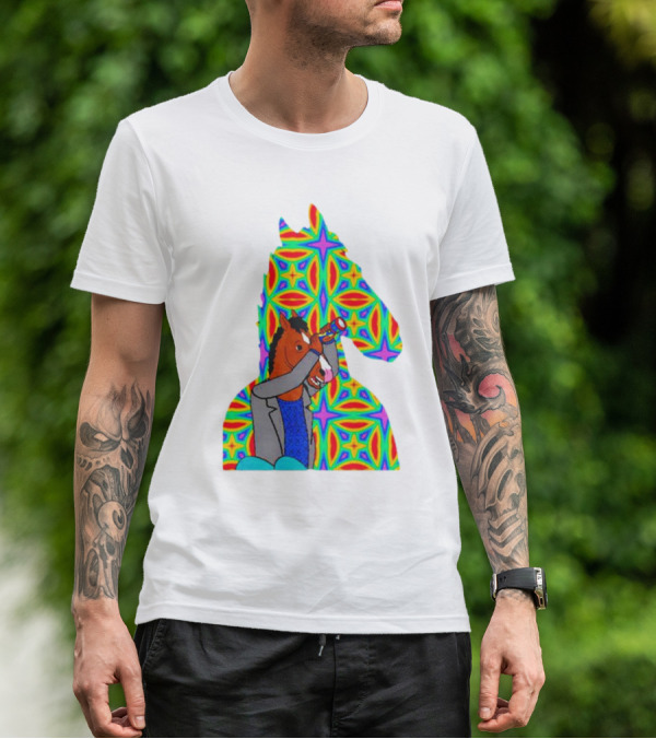 Psychedelic Bojack Horseman Silhouette With Colorful T-Shirt