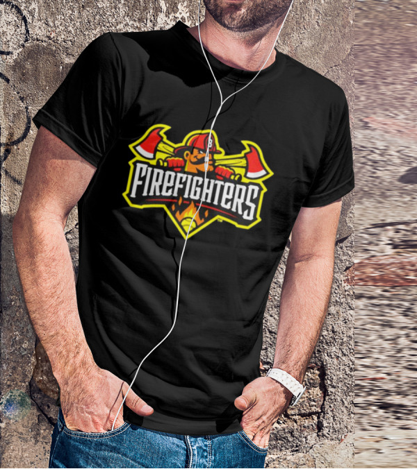 Firefighters Baseball Logo With Axes And Helmet T-Shirt