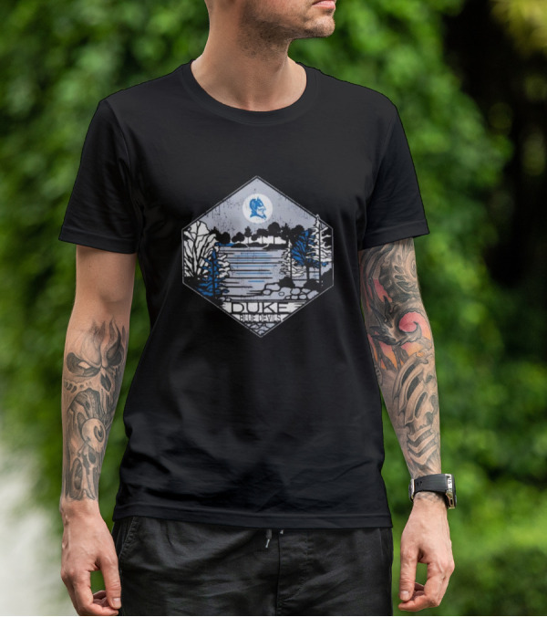 Duke Blue Devils Comfort Wash Hexagonal Landscape Sketch T-Shirt