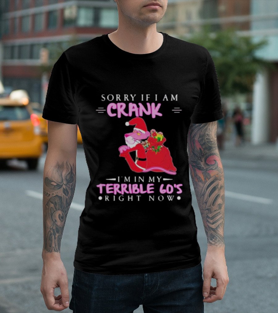 Pink Panther Santa Sorry If I Am Crank I’m In My Terrible 60s Right Now T-Shirt