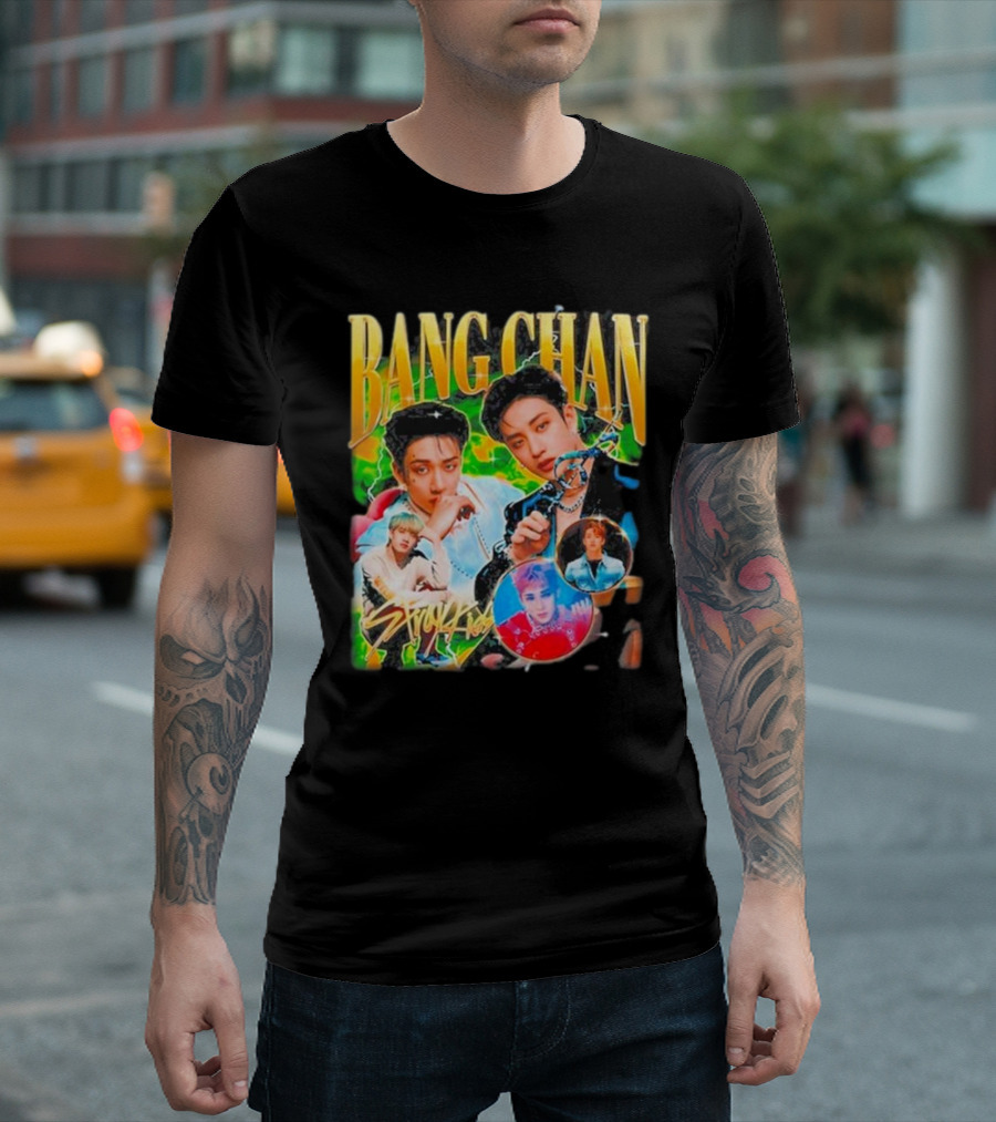 Bang Chan Stray Kids Multicolor Photo Collage T-Shirt
