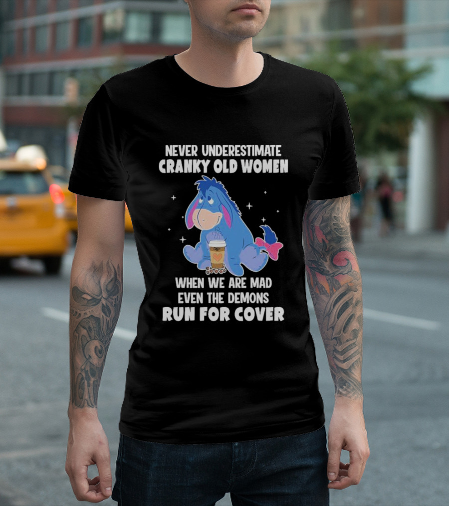 Eeyore Never Underestimate Cranky Old Women When We Are Mad Even The Demons Run For Cover T-Shirt