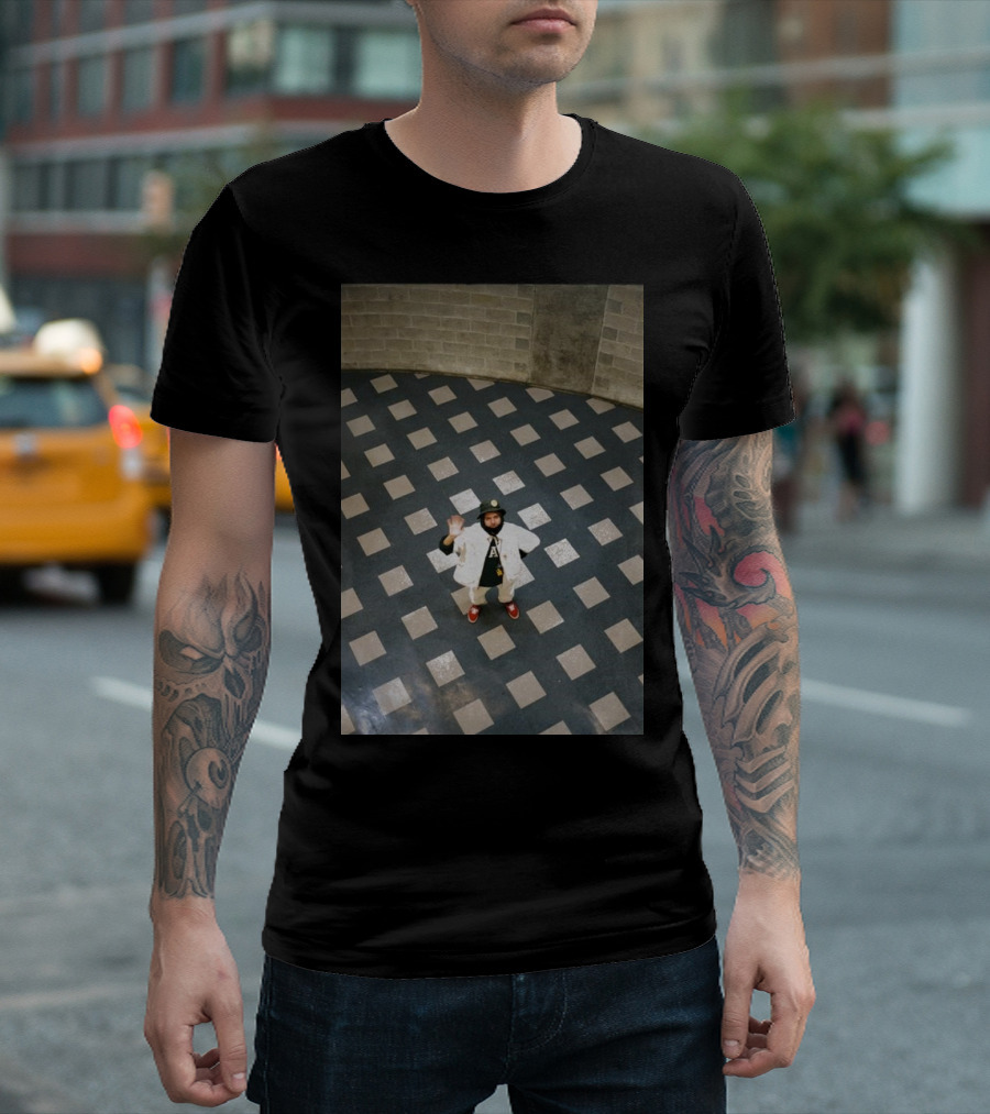 Mac Photo Off Waving Man In Grid Pattern Floor T-Shirt