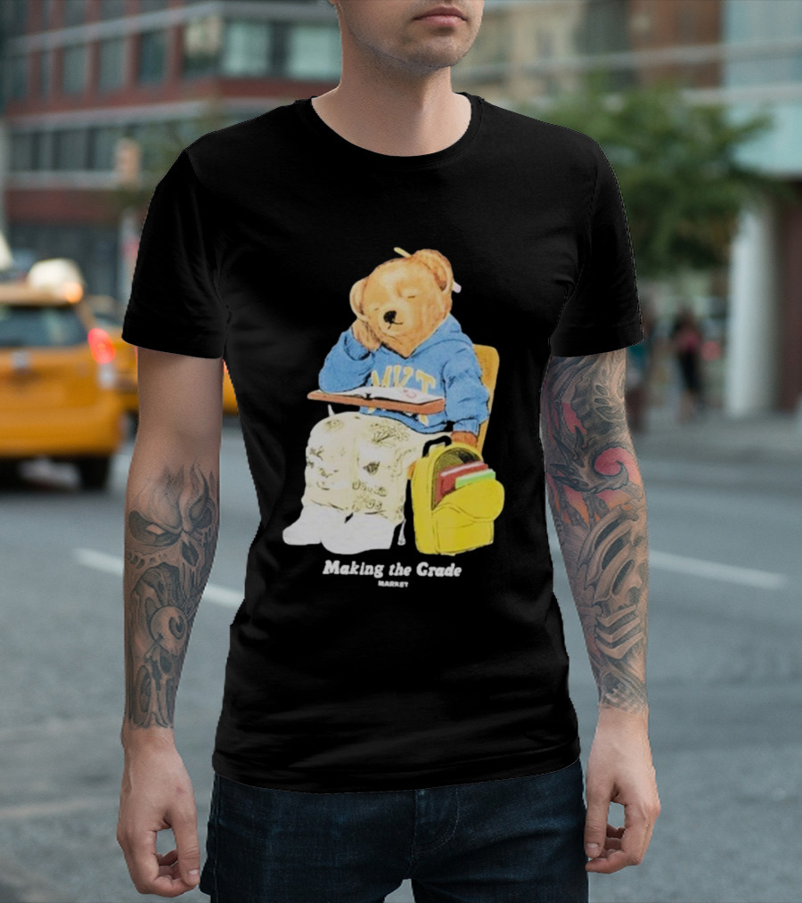NYT Bear in School Desk with Yellow Backpack T-Shirt