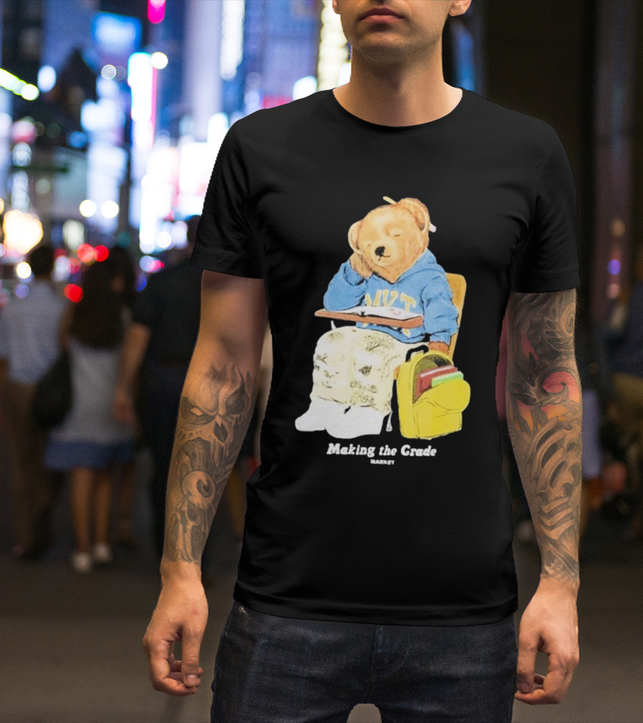 NYT Bear In School Desk With Yellow Backpack T-Shirt