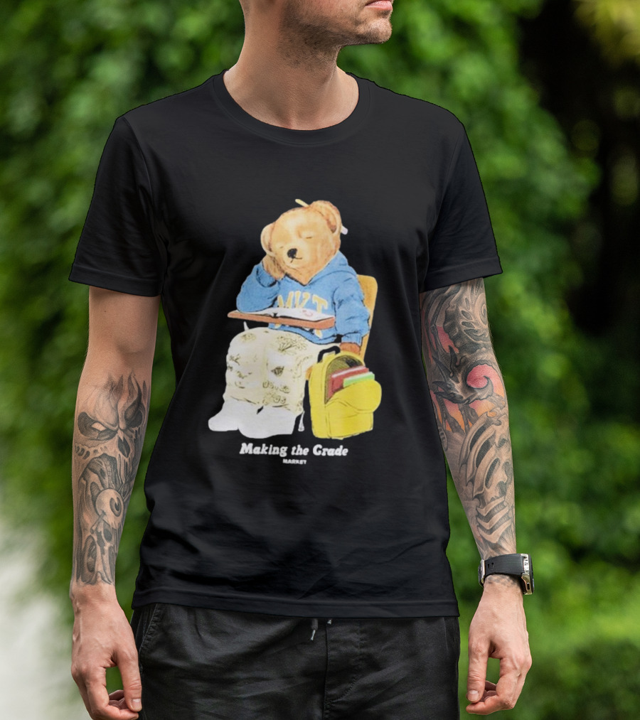 NYT Bear In School Desk With Yellow Backpack T-Shirt