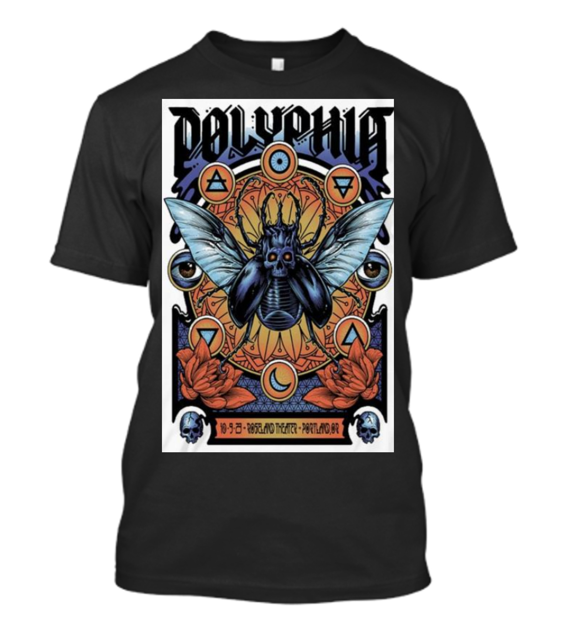Polyphia Portland 10-5-23 Portland Theater Skull Insect Geometry T-Shirt