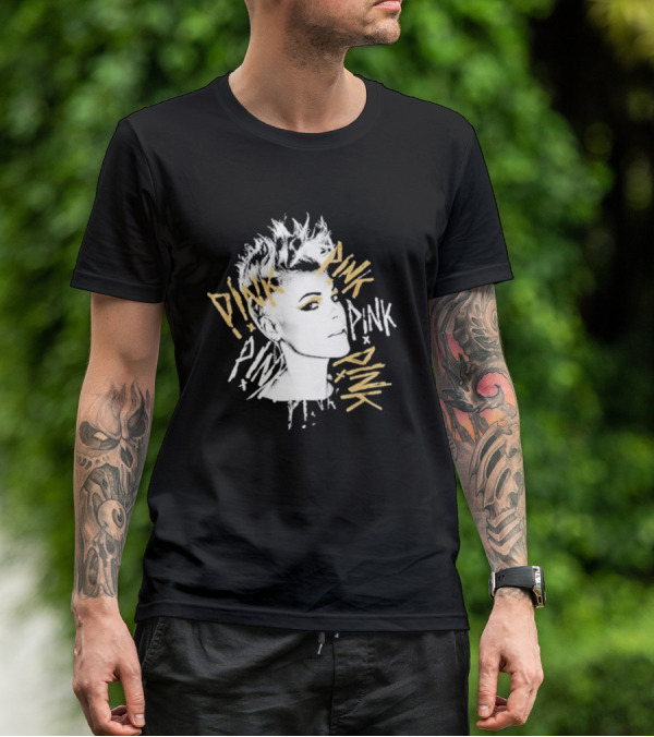 Pnk - Stylized Portrait With Pnk Text T-Shirt