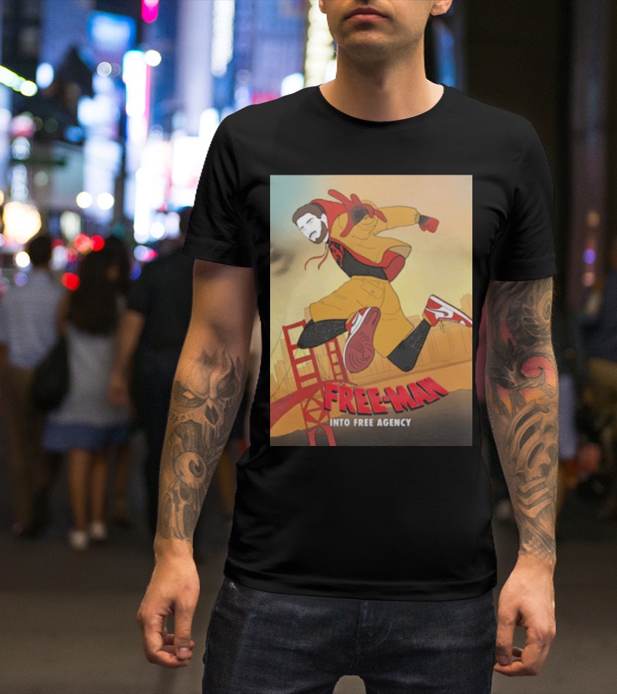FREE-MAN Into Free Agency San Francisco Bridge Jumping Character T-Shirt