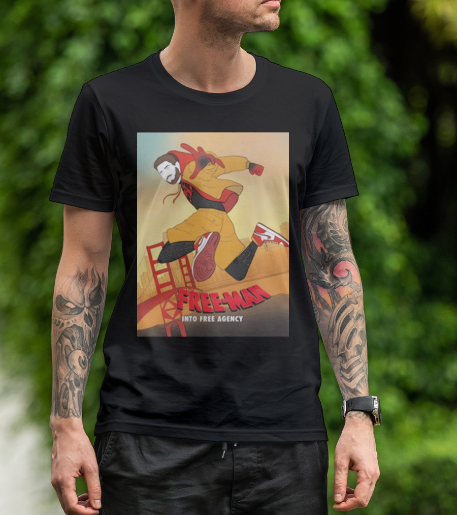 FREE-MAN Into Free Agency San Francisco Bridge Jumping Character T-Shirt