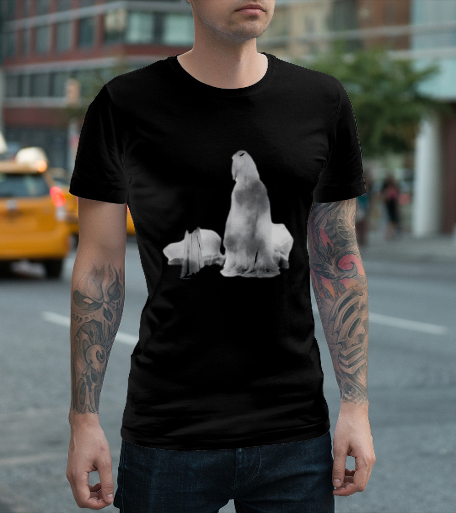 Luh Calm Eerie Spectral Figures On Dark Mysterious Background T-Shirt
