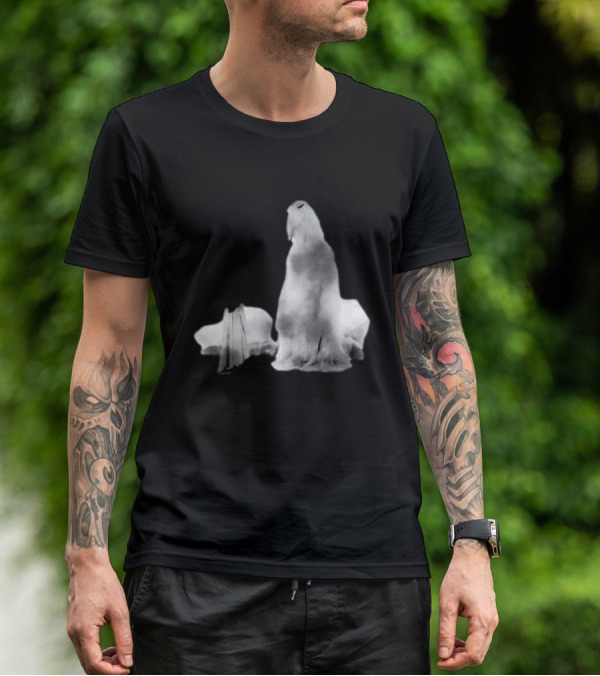 Luh Calm Eerie Spectral Figures On Dark Mysterious Background T-Shirt