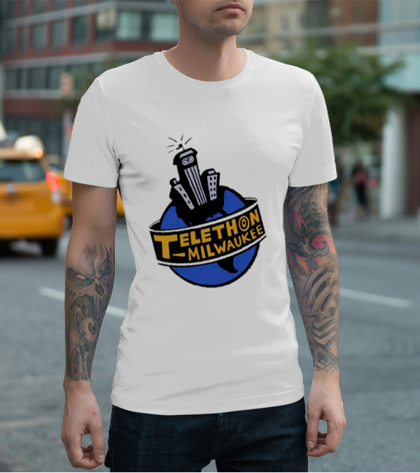 Telethon Milwaukee City Skyline Over Earth T-Shirt