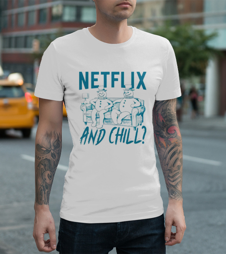 Netflix and Chill Snowman Couch Scene T-Shirt