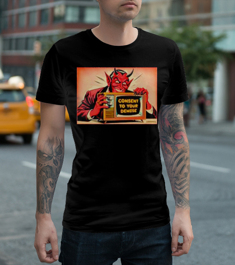 Devil Consent To Your Demise Retro TV Illustration By John Henry T-Shirt