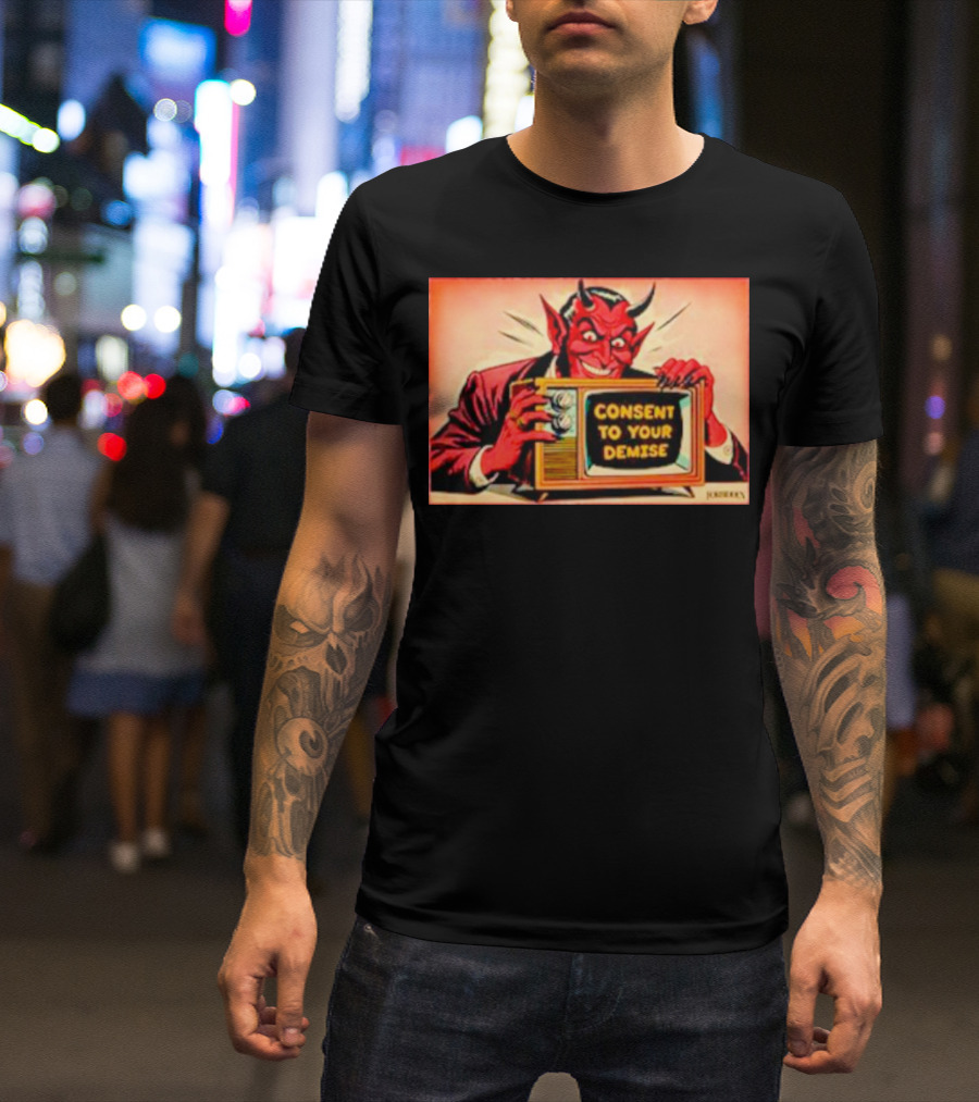 Devil Consent To Your Demise Retro TV Illustration By John Henry T-Shirt