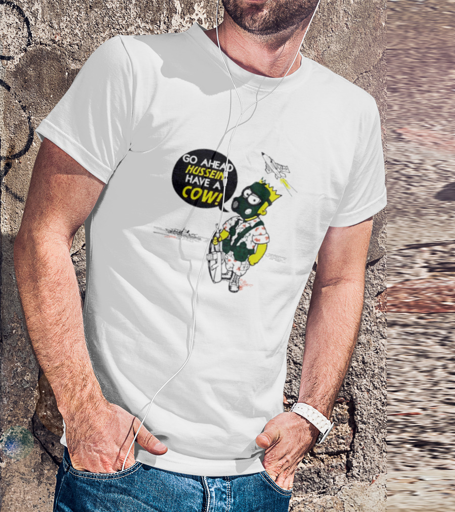 The Simpsons Go Ahead Hussein Have A Cow Comic With Military Jet And Tank T-Shirt